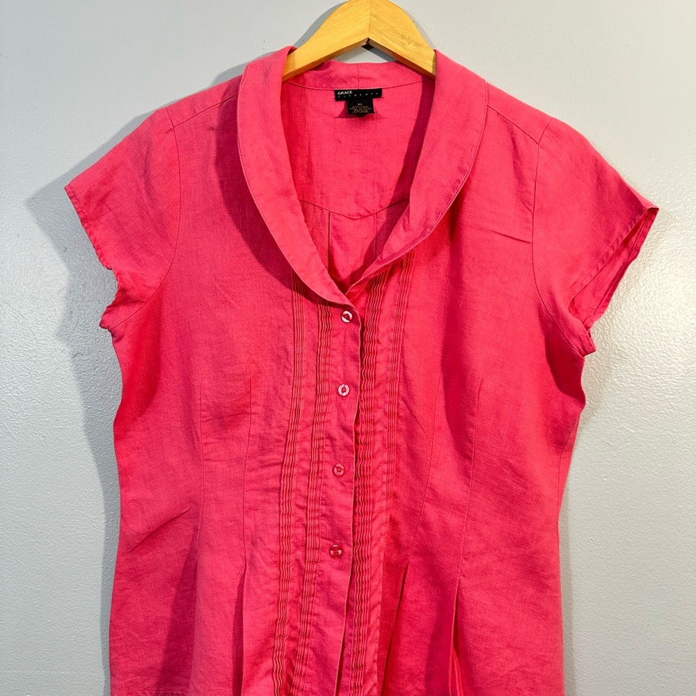 GRACE ELEMENTS Women's Pink Button-Up Top SIZE 10